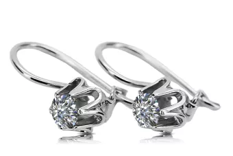 Стерлингово сребро 925 925 Zircon Обеци vec013s Руски Съветски СССР Винтидж бижута Ар-деко style